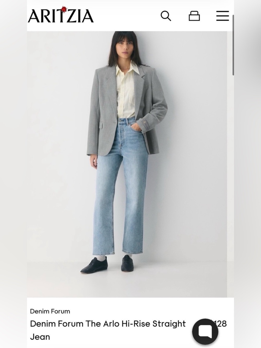 Aritzia denim forum Arlo straight leg jeans size 25